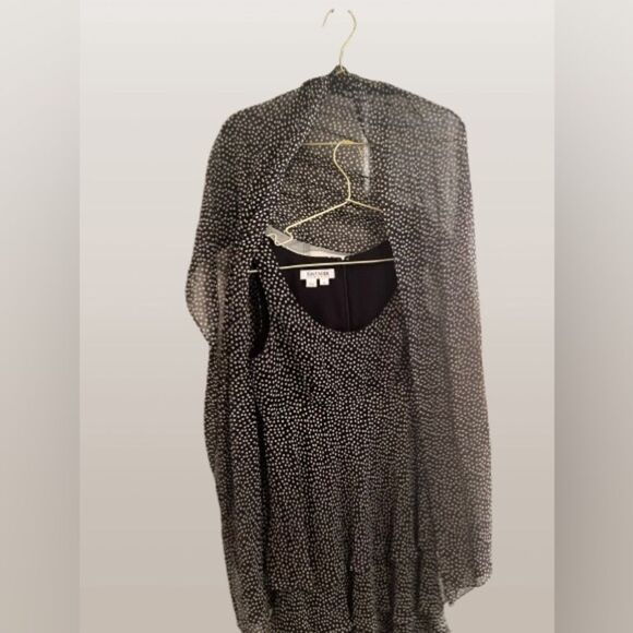 Kay Unger Silk Black and White Polka Dot Dress & Shawl - Picture 1 of 9